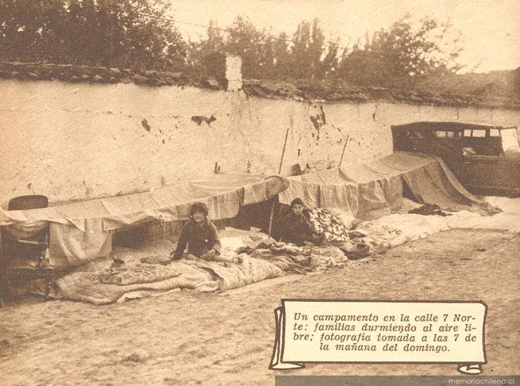 Terremoto de Talca el 1 de diciembre de 1928 : un campamento en la calle 7 norte