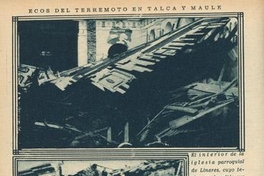 Terremoto de Talca el 1 de diciembre de 1928 : interior Iglesia Parroquial de Linares