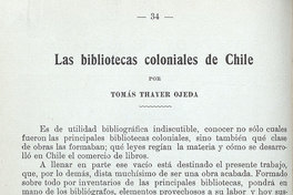 Las bibliotecas coloniales en Chile