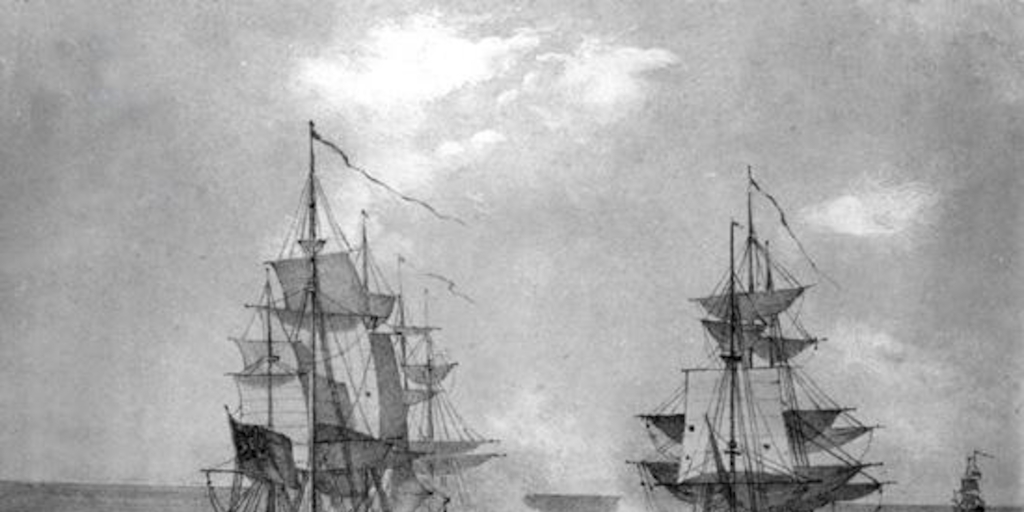 Combate entre dos fragatas, hacia 1800