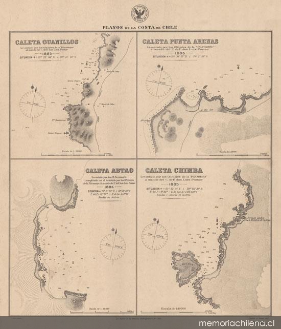 Caleta Guanillos, Caleta Punta Arenas, Caleta Abtao, Caleta Chimba, 1885
