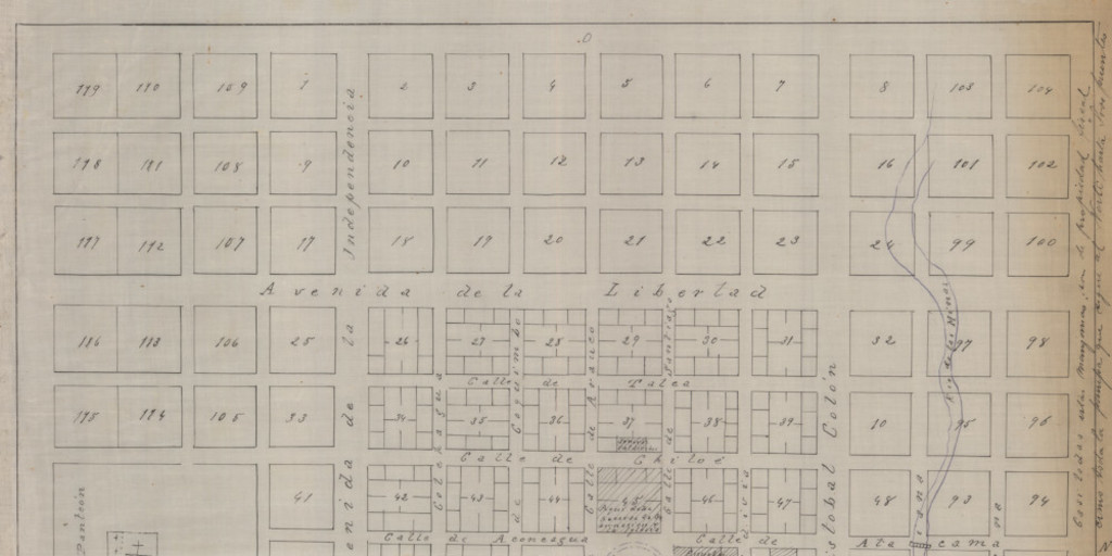 Plano topográfico de Punta Arenas, hacia 1910