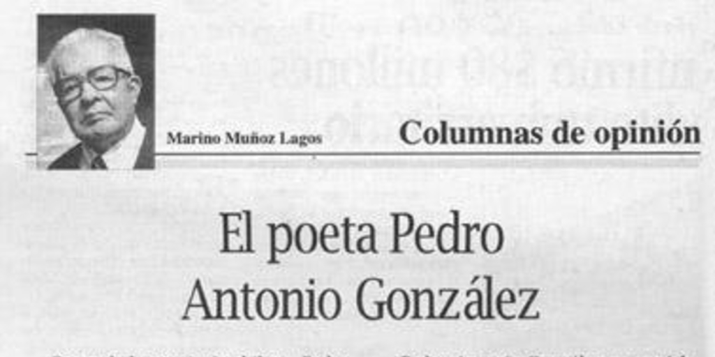 El poeta Pedro Antonio González : columnas de opinión