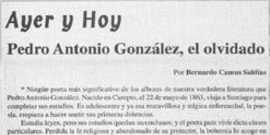 Ayer y hoy : Pedro Antonio González, el olvidado