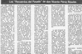 Los "Recuerdos del pasado" de don Vicente Pérez Rosales