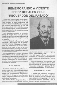 Rememorando a Vicente Pérez Rosales y sus "Recuerdos del pasado"