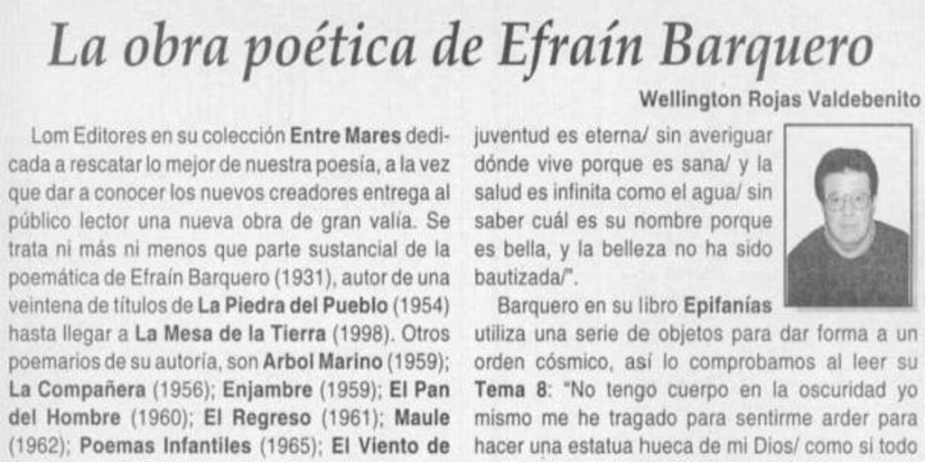 La obra poética de Efraín Barquero