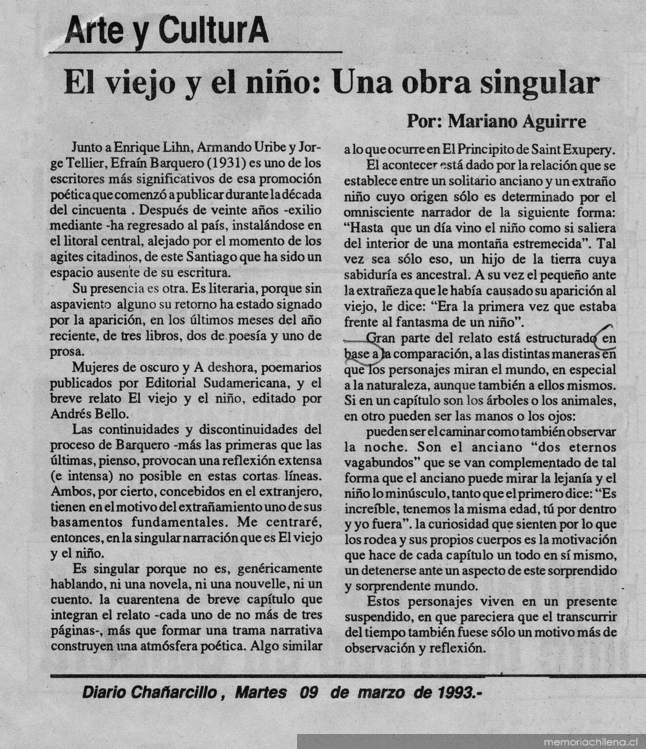 Arte y cultura : El viejo y el niño : una obra singular
