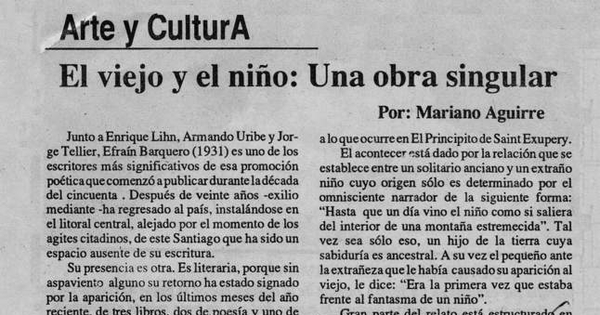 Arte y cultura : El viejo y el niño : una obra singular