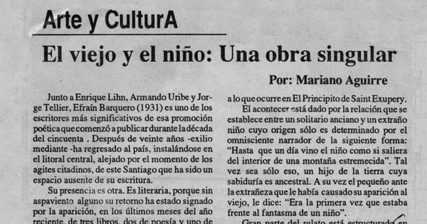 Arte y cultura : El viejo y el niño : una obra singular