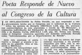 Poeta responde de nuevo al Congreso de la Cultura