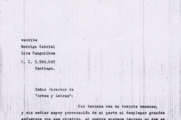 Carta al director de Artes y Letras, julio 1981