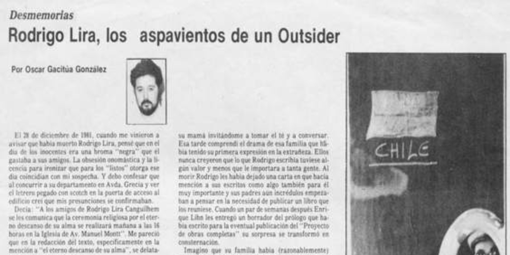 Desmemorias : Rodrigo Lira, los aspavientos de un outsider