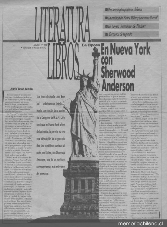 Literatura y libros : En nueva York con Sherwood Anderson