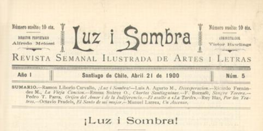 Luz i sombra : n° 5 : 21 de abril de 1900