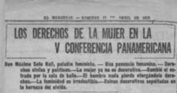 Los derechos de la mujer en la V conferencia Panamericana