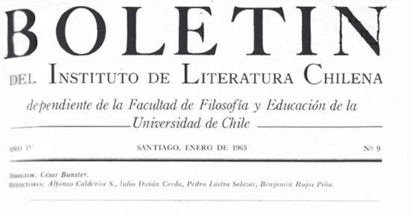 Boletín del Instituto de Literatura Chilena : n° 9, enero de 1965