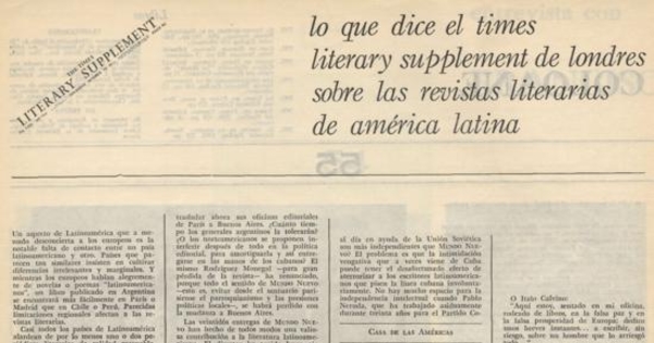 Lo que dice el Times Literary Supplement de Londres sobre las revistas literarias de América Latina