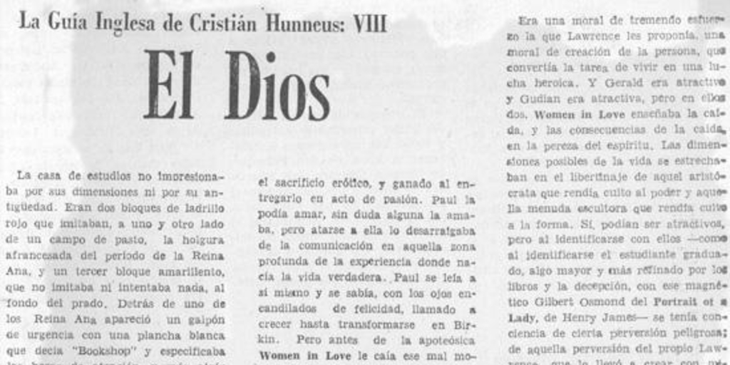 La Guía inglesa de Cristián Huneeus : VIII : El Dios