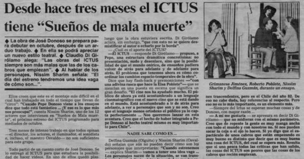 Desde hace tres meses el ICTUS tiene "Sueños de mala muerte"