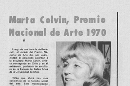 Marta Colvin Premio Nacional de Arte 1970