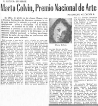 Marta Colvin Premio Nacional de Arte