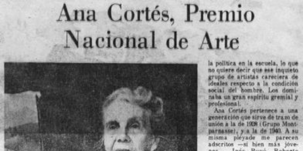 Ana Cortés, Premio Nacional de Arte