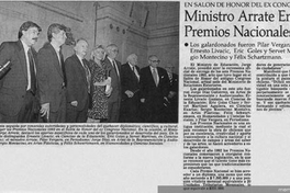 Ministro Arrate entregó Premios Nacionales 1993 en Salón de Honor del Ex Congreso