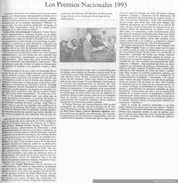 Los Premios Nacionales 1993 : extractos del discurso del Ministro de Educación Jorge Arrate, en la ceremonia de entrega de las distinciones