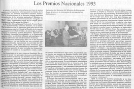 Los Premios Nacionales 1993 : extractos del discurso del Ministro de Educación Jorge Arrate, en la ceremonia de entrega de las distinciones