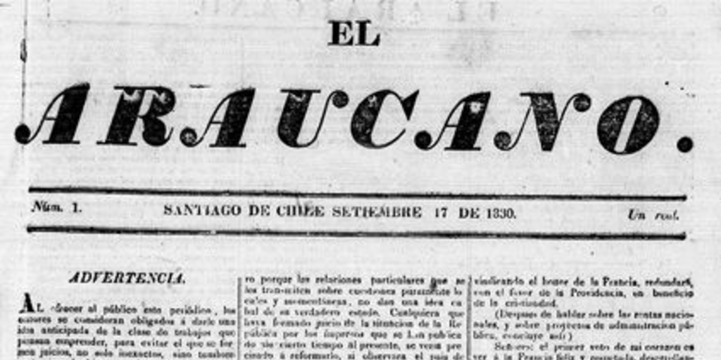 El Araucano: n° 1, 17 de septiembre de 1830