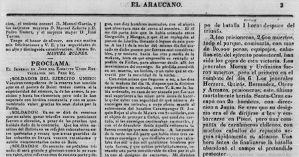 Derrota completa de Santa Cruz, copiada de un impreso de Valparaíso