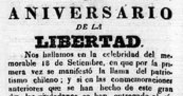 Aniversario de la Libertad, El Araucano, Santiago de Chile, 17 de septiembre de 1831, n° 53