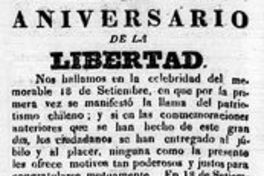 Aniversario de la Libertad, El Araucano, Santiago de Chile, 17 de septiembre de 1831, n° 53