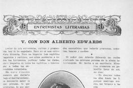Entrevistas literarias : con don Alberto Edwards