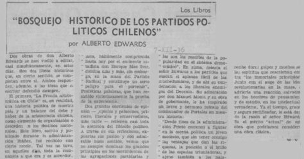 Bosquejo histórico de los partidos políticos chilenos por Alberto Edwards