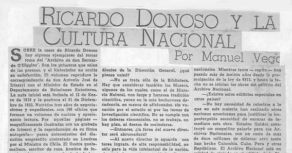 Ricardo Donoso y la cultura nacional