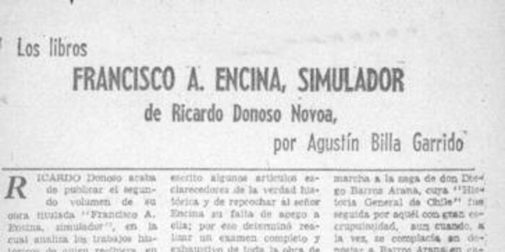 Francisco A. Encina, simulador, de Ricardo Donoso Novoa