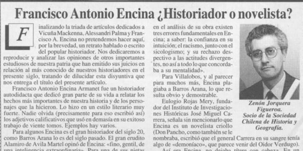 Francisco Antonio Encina, historiador o novelista?