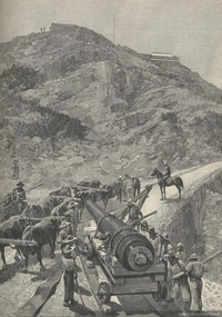 Transporte de cañón al Fuerte Valdivia, Valparaíso