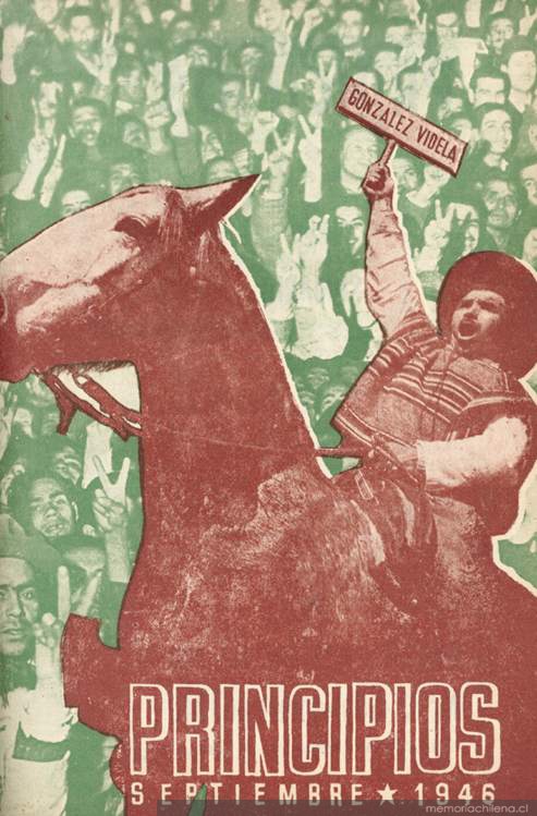 Huaso a caballo, en campaña presidencial de Gabriel González Videla