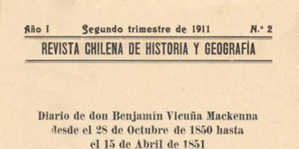 Revista chilena de historia y geografía : año 1, n° 2, 1911