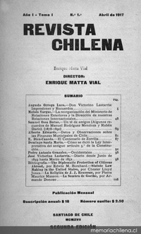 Revista chilena : n° 1, año 1, tomo 1, abril de 1917