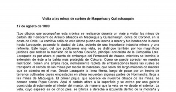 Visita a las minas de carbón de Maquehua y Quilachauquín
