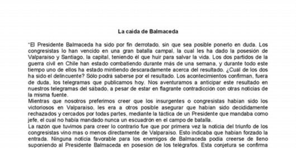 La caída de Balmaceda