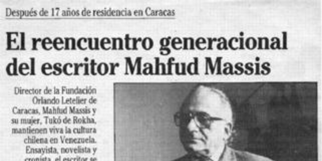 El reencuentro generacional del escritor Mahfud Massis