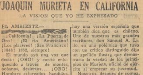 Joaquín Murieta en California : la visión que yo he expresado