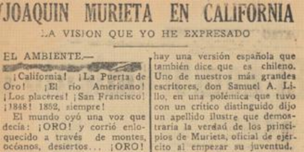 Joaquín Murieta en California : la visión que yo he expresado