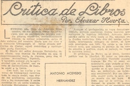 Crítica de libros : Antonio Acevedo Hernández, Pedro Urdemales