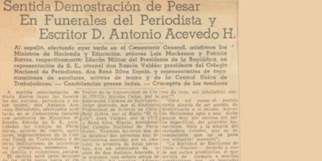 Sentida demostración de pesar en funerales del periodista y escritor D. Antonio Acevedo Hernández